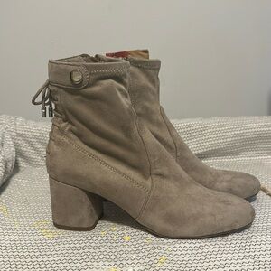 grey/tan suede booties